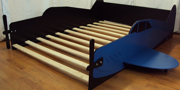 Blue propeller plane bed frame