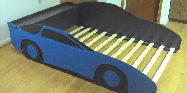 blue car bed frame