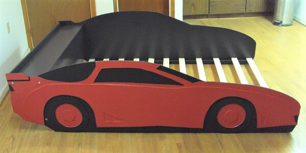car bed with headboard shelf