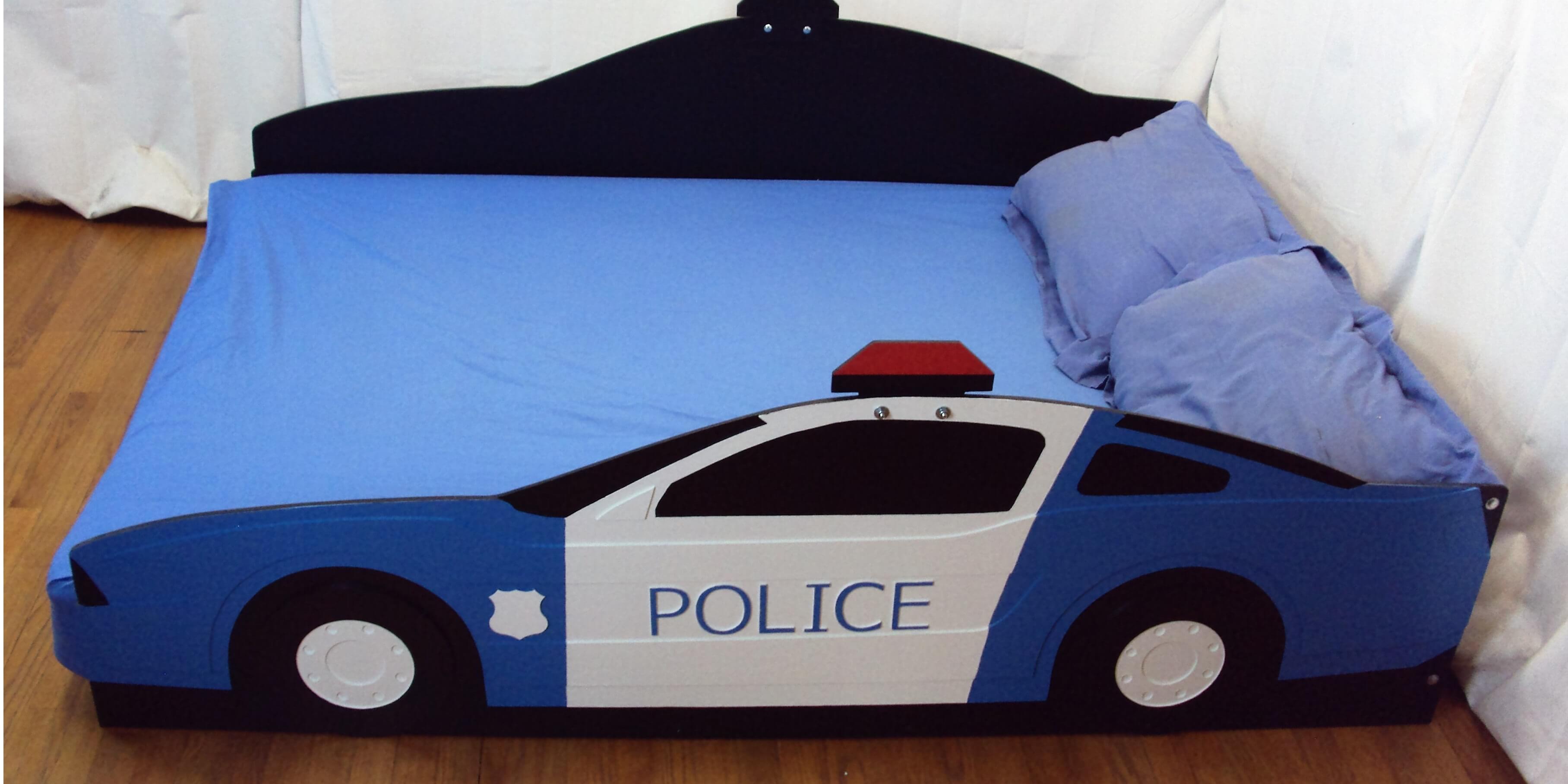 blue and white police car