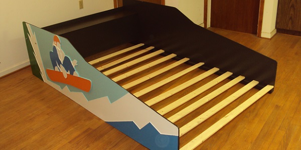 Snowboarder bed frame