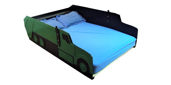 full garbage truck front three-quarter view