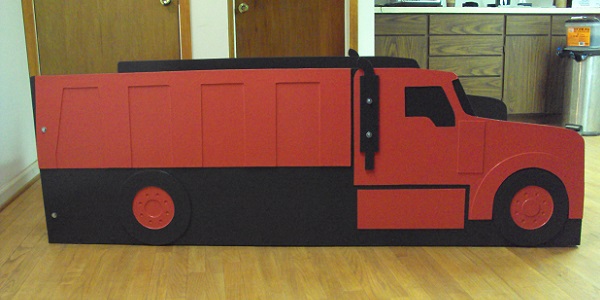 red dump truck side view