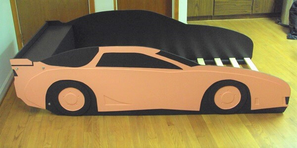 pink car bed side