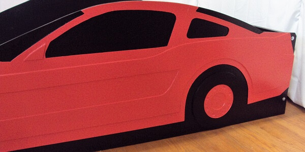 red car view down side toward rear