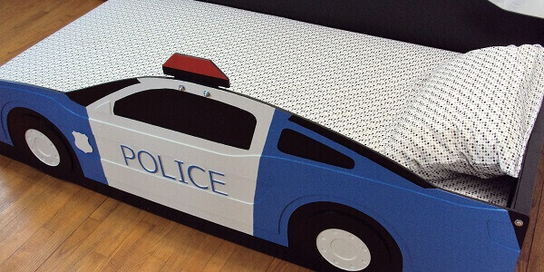 police car rear three-quarter view