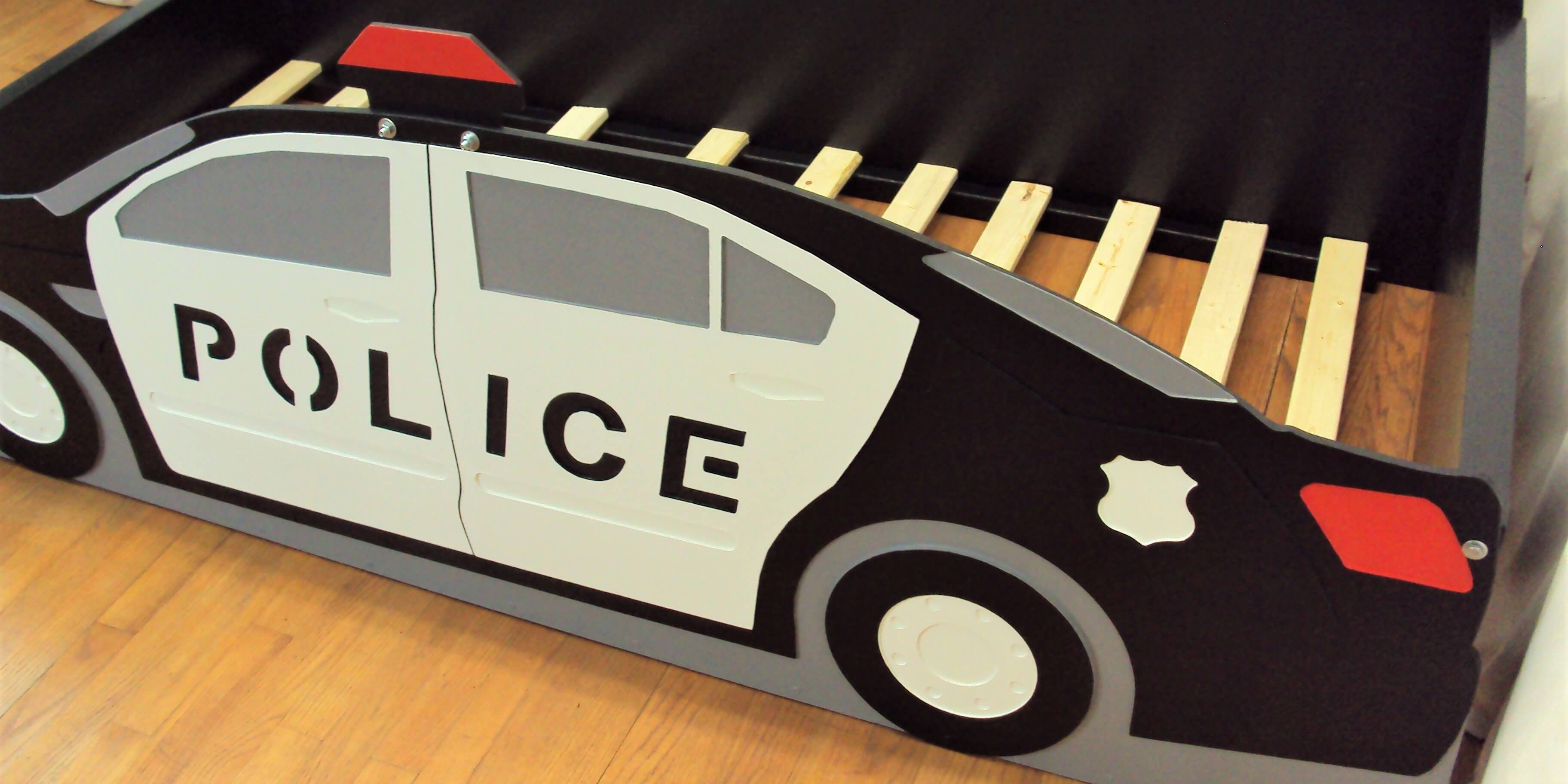 police cruiser rear three-quarter view