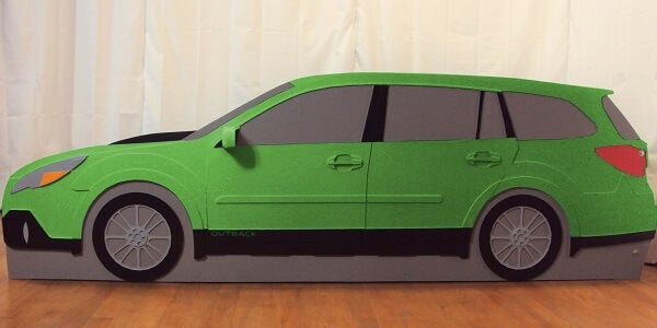 Subaru Outback bed frame in green