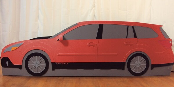 Subaru Outback bed frame in red