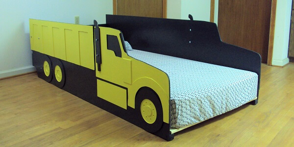 dump truck front three-quarter view