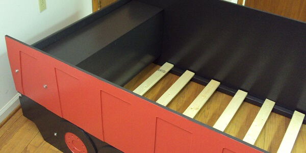 red dump truck inside frame