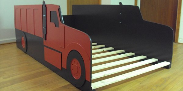 red dump truck front view