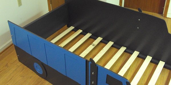 blue dump truck headboard